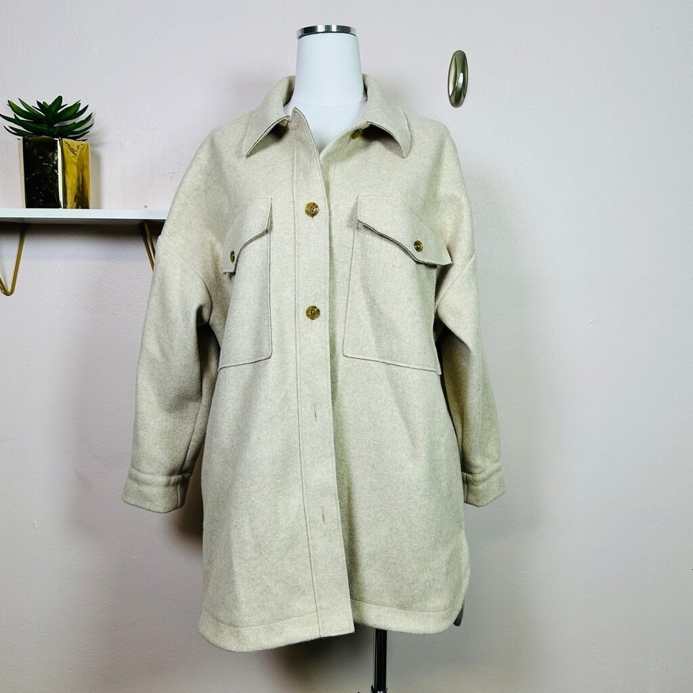 BANANA REPUBLIC Beige Longsleeve Shaket, Petite Large